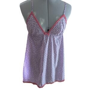 Floral Cami Top‎ Coral Lace Trim Babydoll Lingerie Pajama Sleepwear